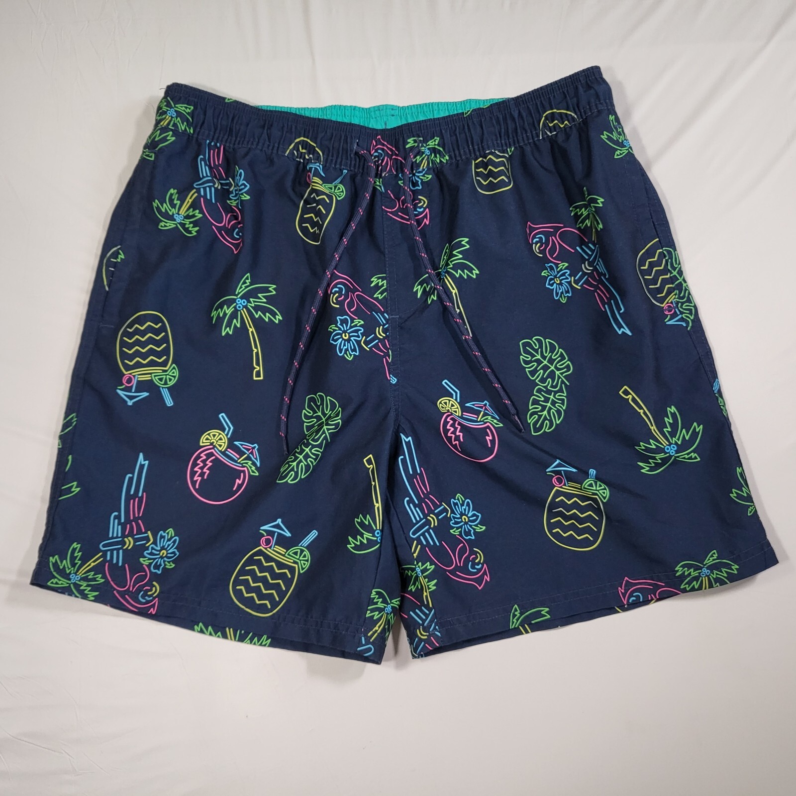 No Boundaries Board Short Mens Medium (32-34) Tropical Print Elastic Waist Lined