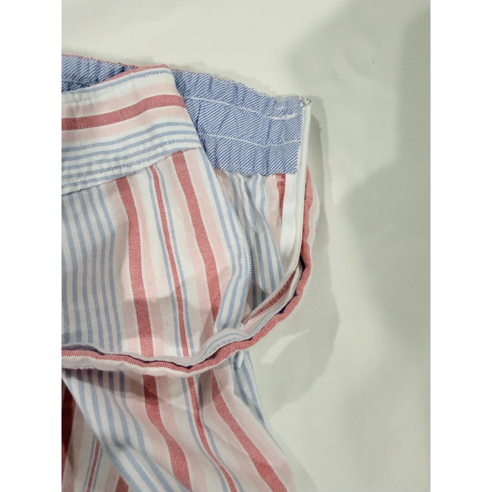 Vineyard Vines Striped Belted Shorts Red White Blue Side Zip Frayed Hem Size 6