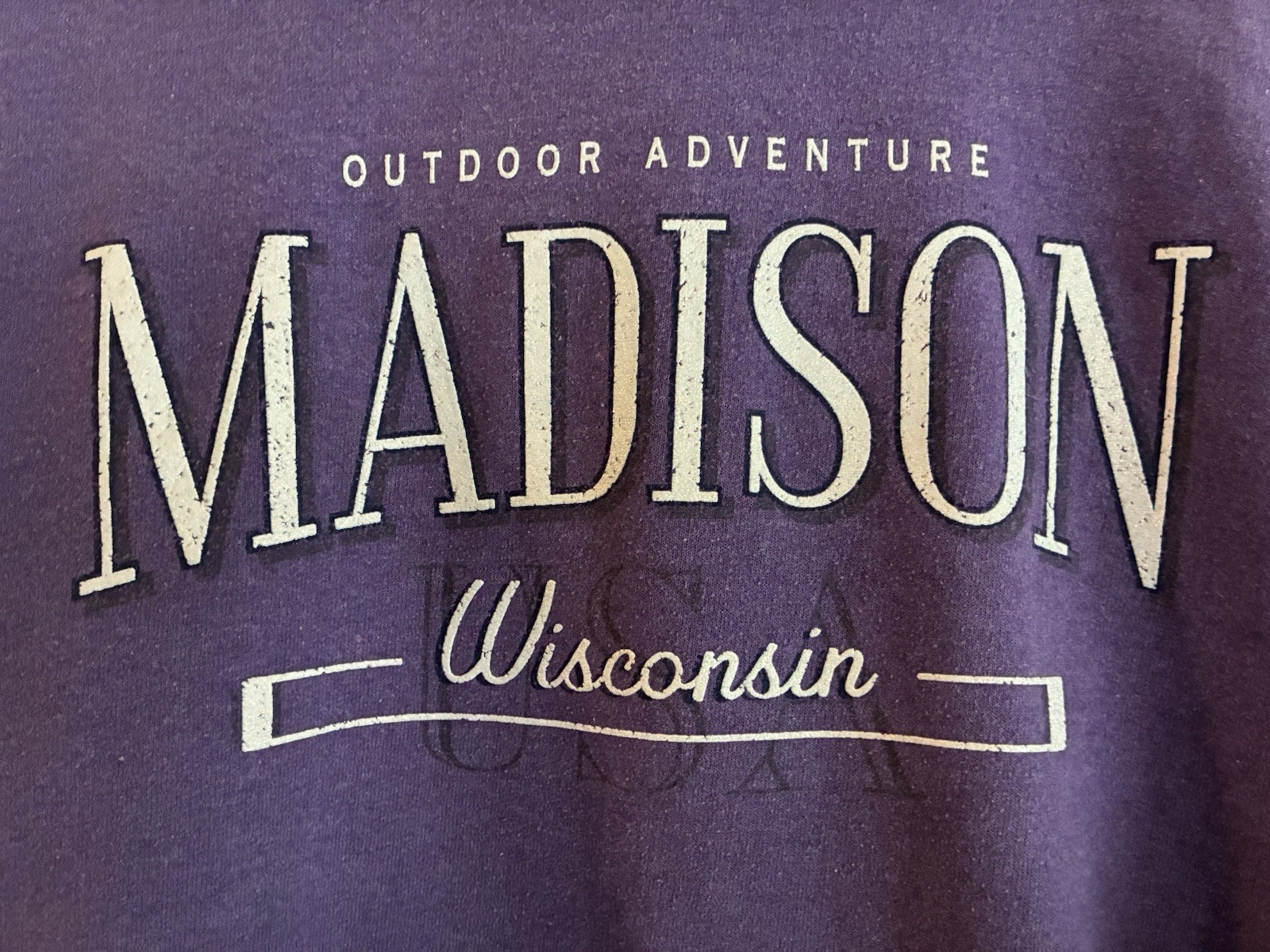 Gildan Women’s Glitter Madison Wisconsin Cotton Polyester Blend Hoodie Purple S