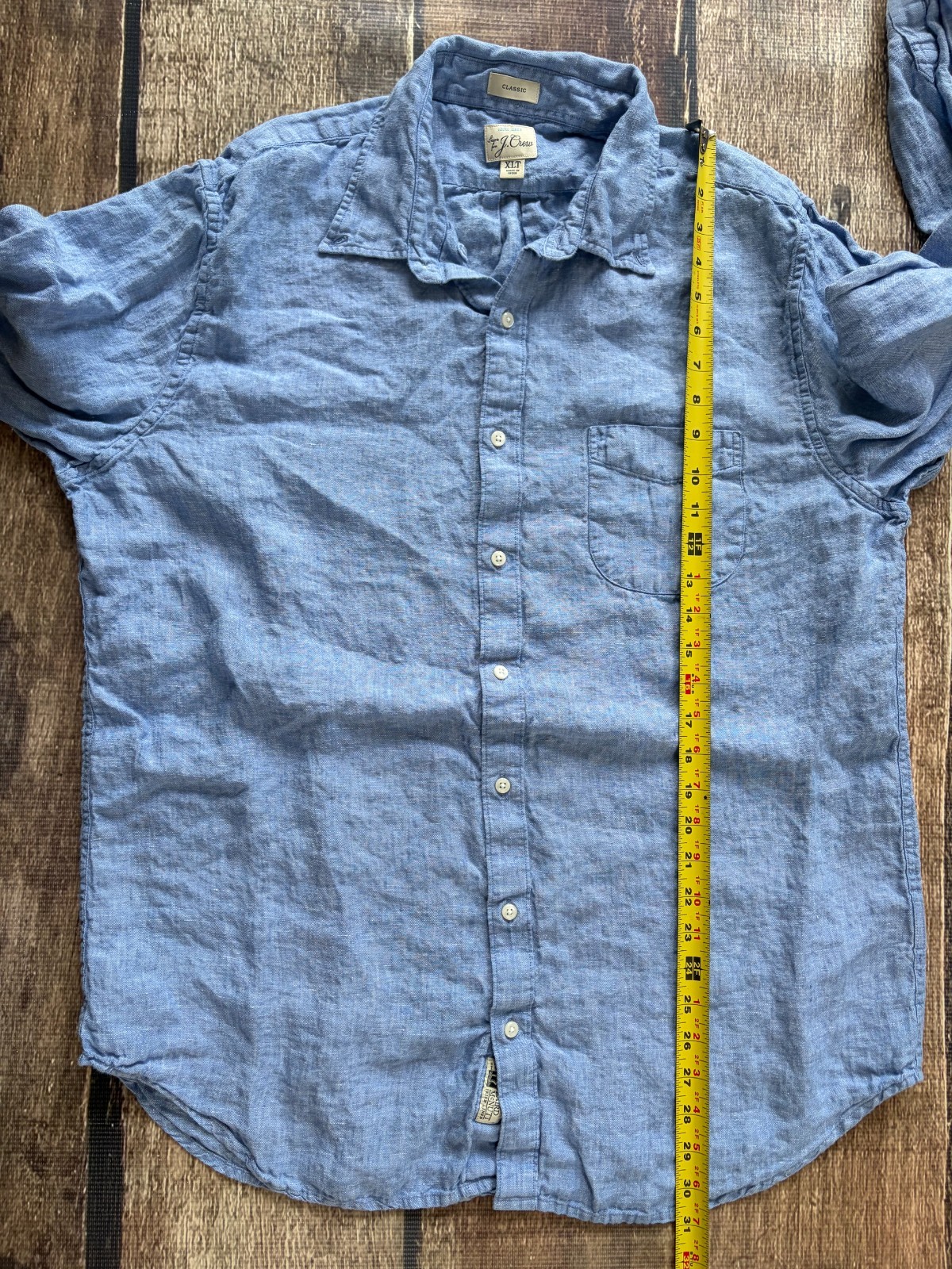 J.CREW BAIRD MCNUTT IRISH LINEN CLASSIC FIT BIG TALL SPORT SHIRT BLUE MENS XLT