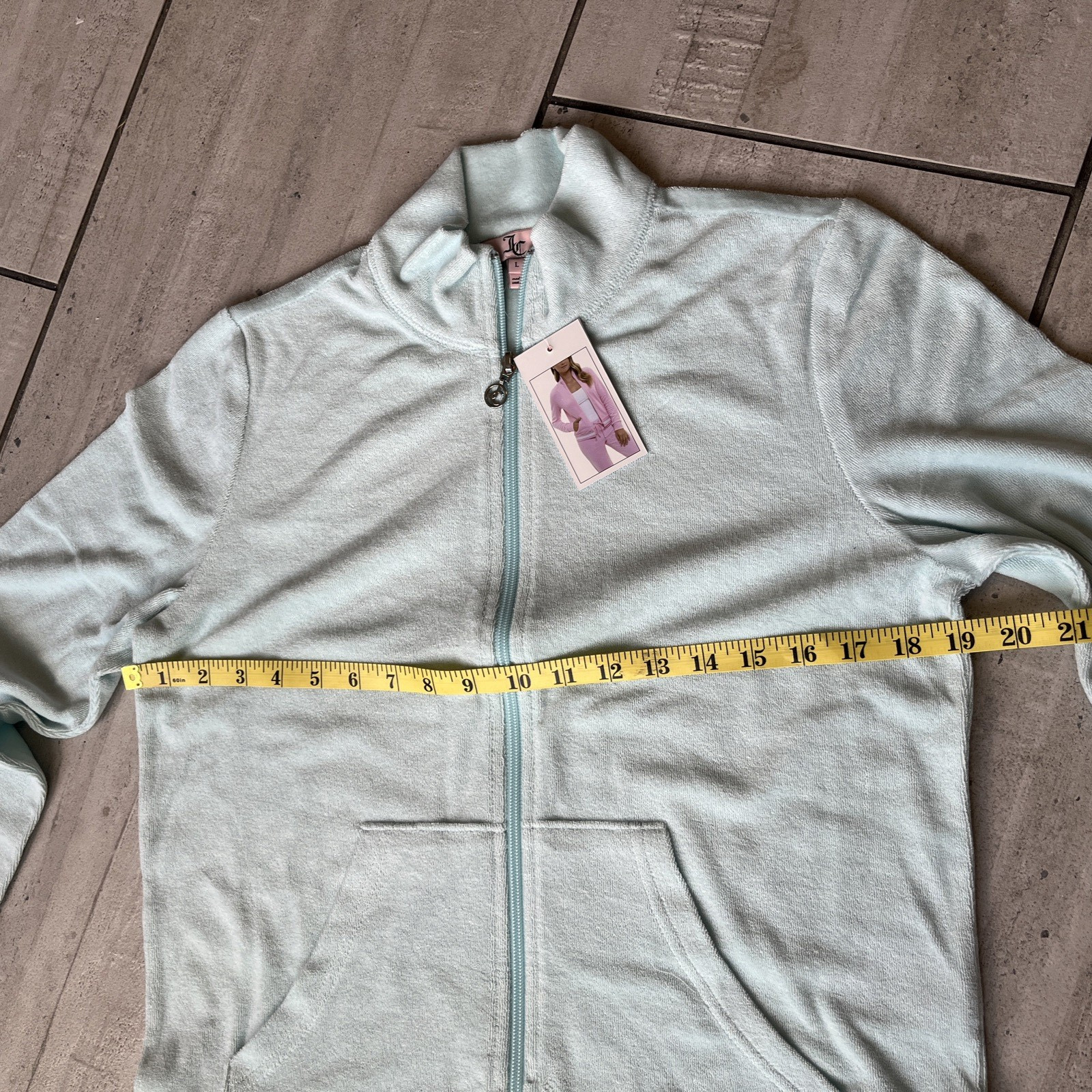 Juicy Couture Velour Tracksuit Jacket Light Blue Glow Women’s Size Large