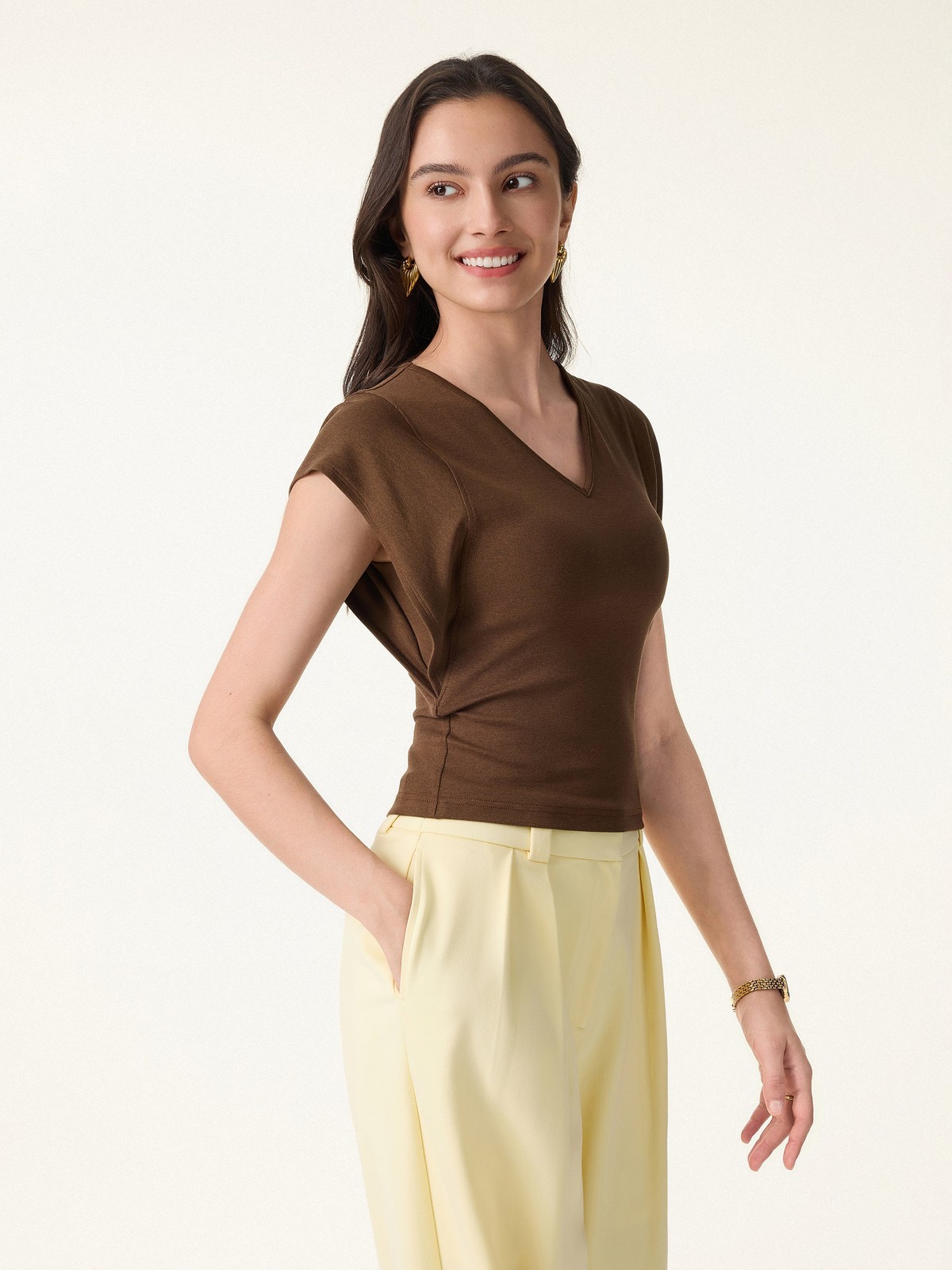 OGL Cotton Lyocell V-Neck Summer Tee