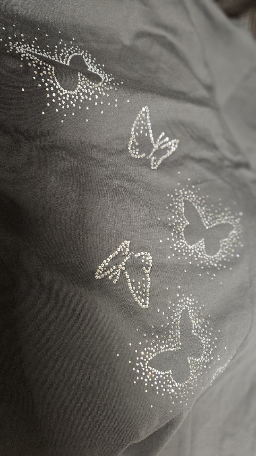 Victoria’s Secret Pink Bling Rhinestone Butterflies Campus Tee Shirt Coal XS-L