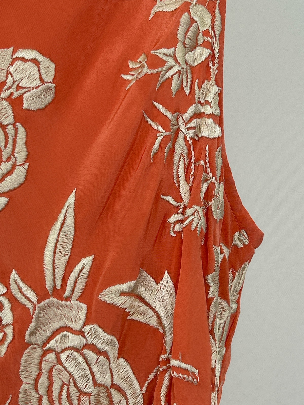 TOLANI NWT Size L Apricot & Gold Floral Embroidered Shelley Cupro Women Dress
