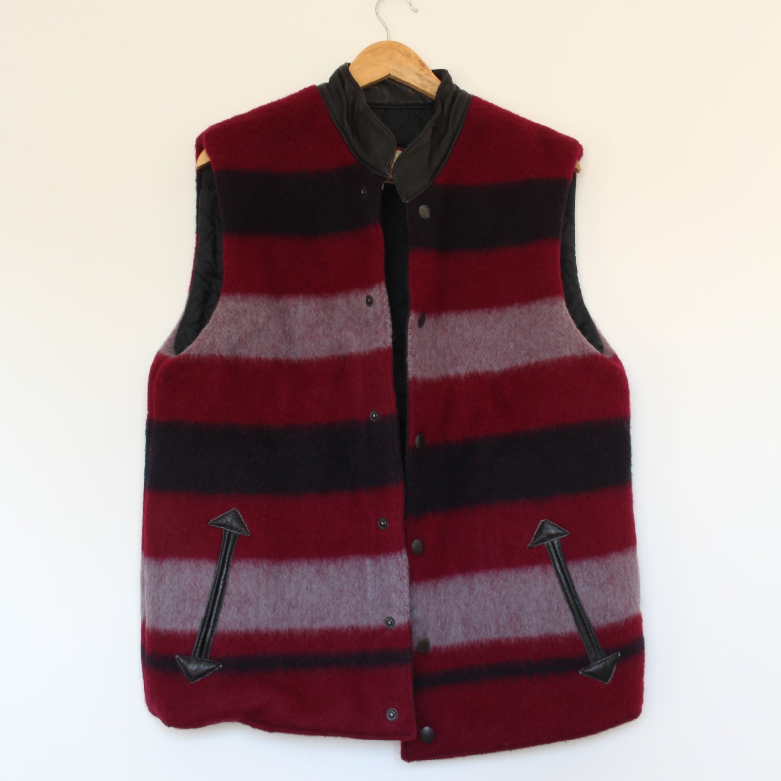 Shires Newmarket Wool Gilet Leather Trim Unisex Medium Purple Vintage Equestrian