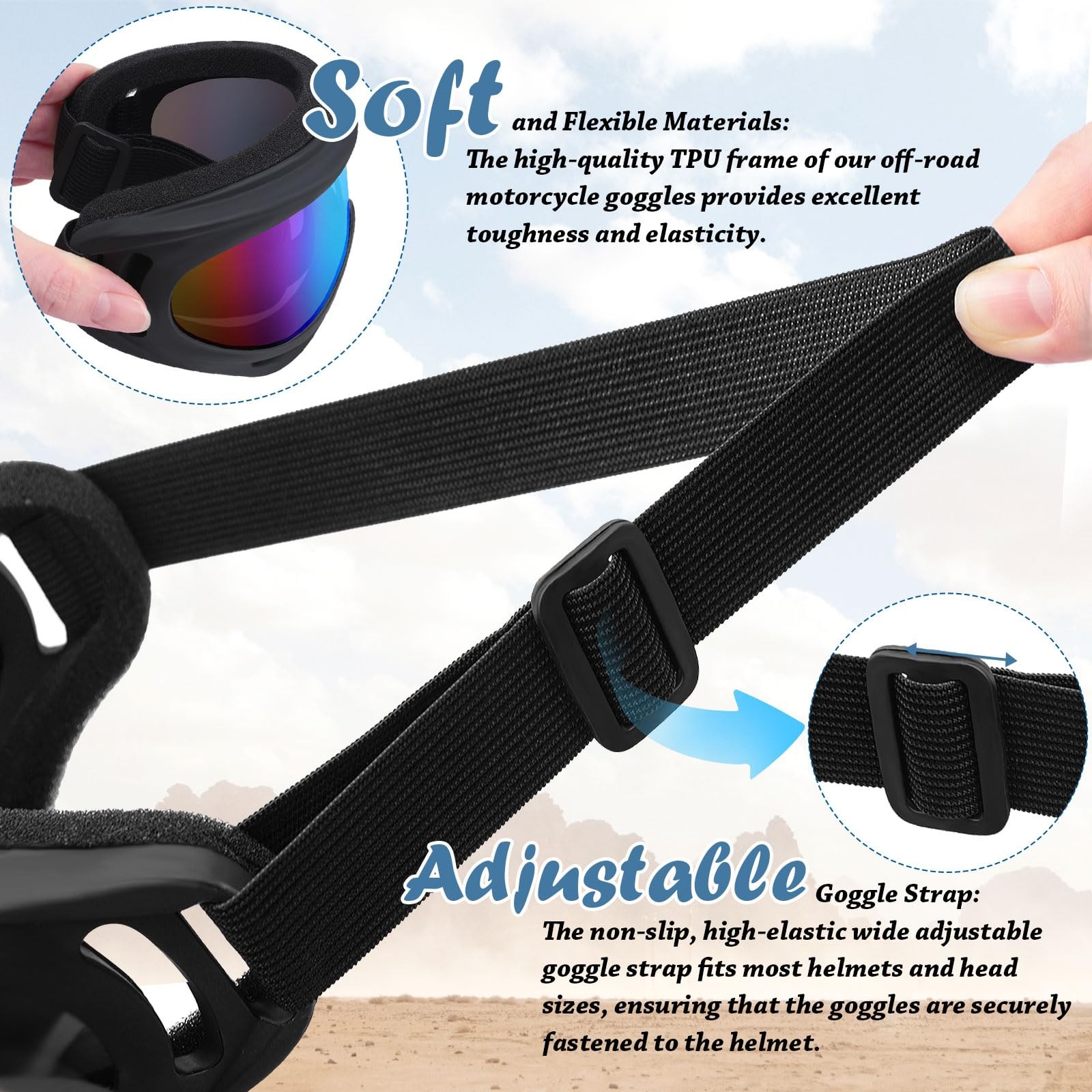 Dirt Bike Goggles, 2Pack Motorcycle ATV Goggles AntiImpact Motocross Ski Wind…