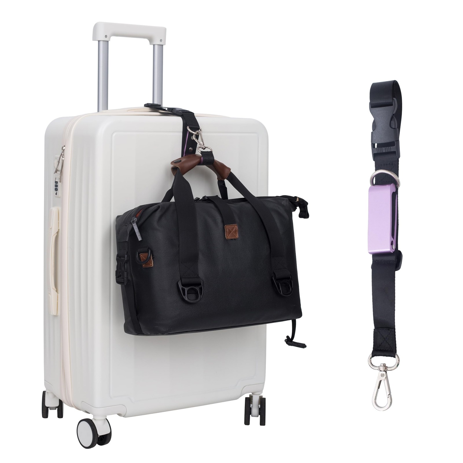 Adjustable Luggage Straps with J-Hook – Secure Your Suitcase Hands-Free (Purple)