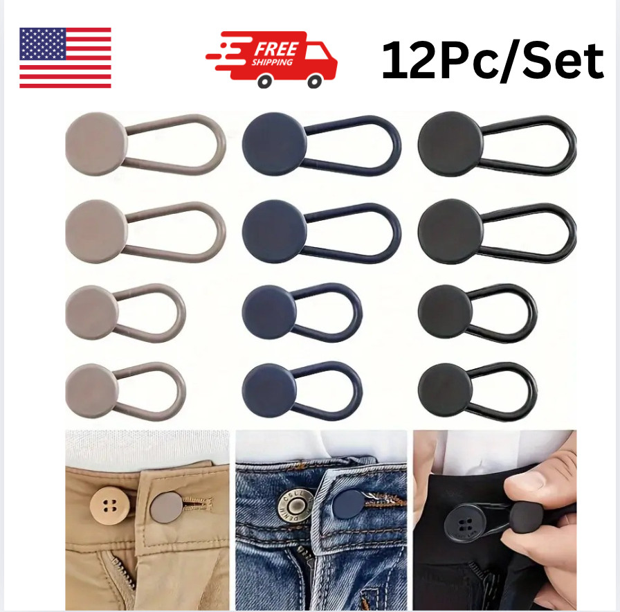 12Pcs Button Extenders For Jeans Pants Waistband Expander Pants Waist Extension