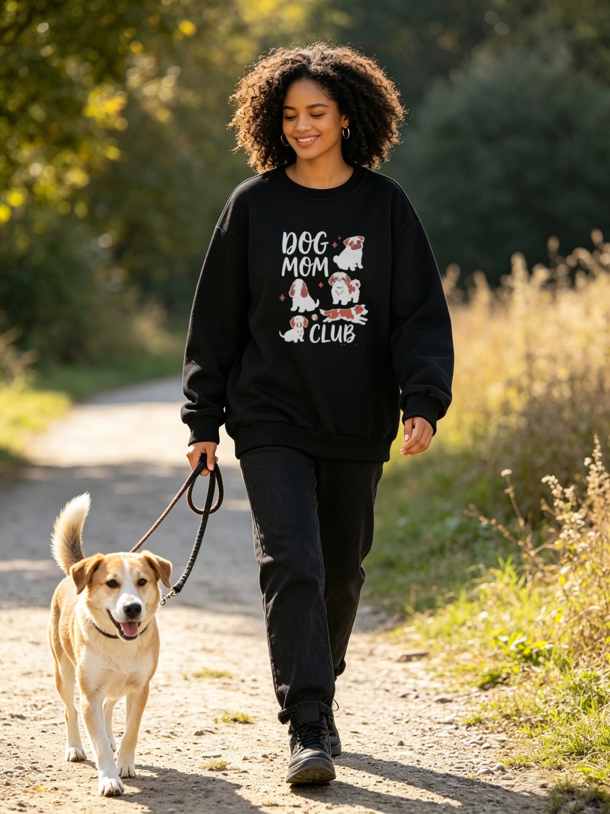 Custom Dog Mom Sweatshirt Personalized Pet Name Printed Casual Daily Wear