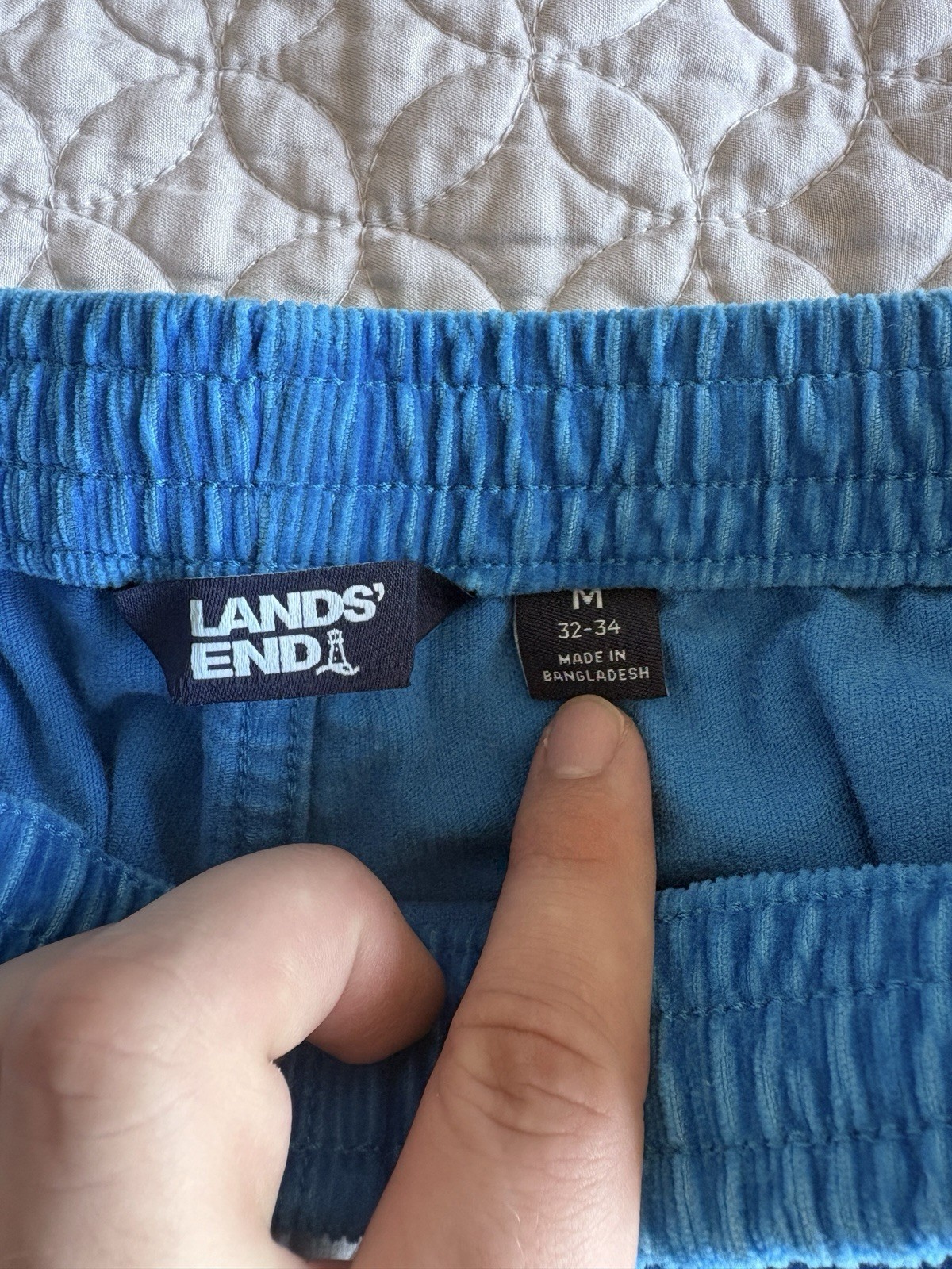 Lands’ End Men’s 100% Cotton Blue Drawstring Shorts Size M 32-34 NWOT