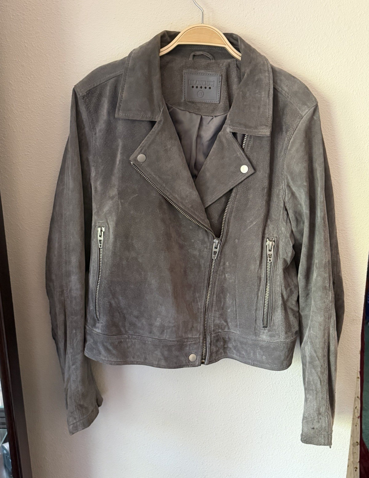 BLANKNYC 100% suede leather Women’s Gray Suede Biker Moto Jacket