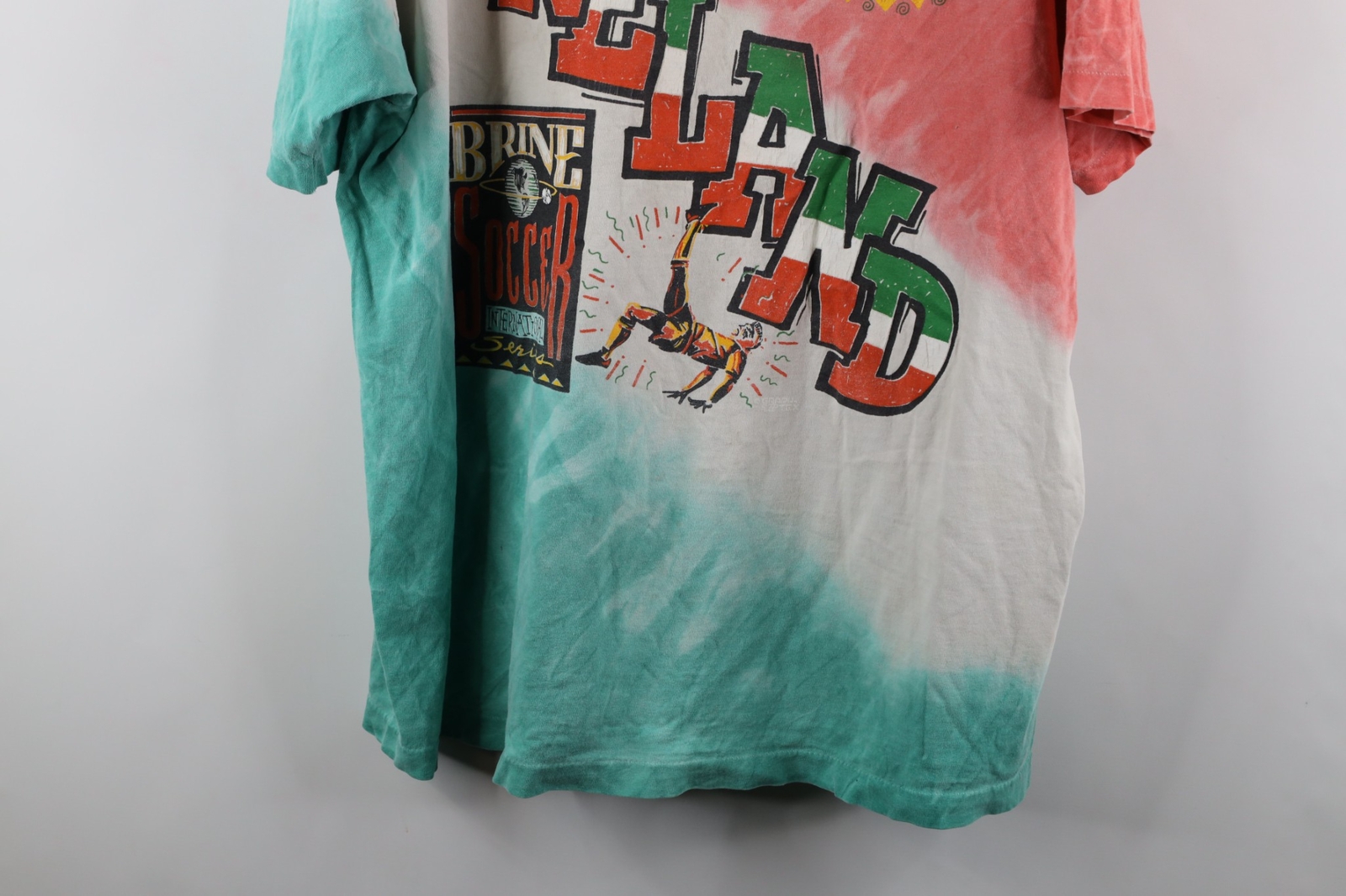 Vtg 90s Mens XL Distressed Spell Out 1994 World Cup Soccer Ireland T-Shirt USA