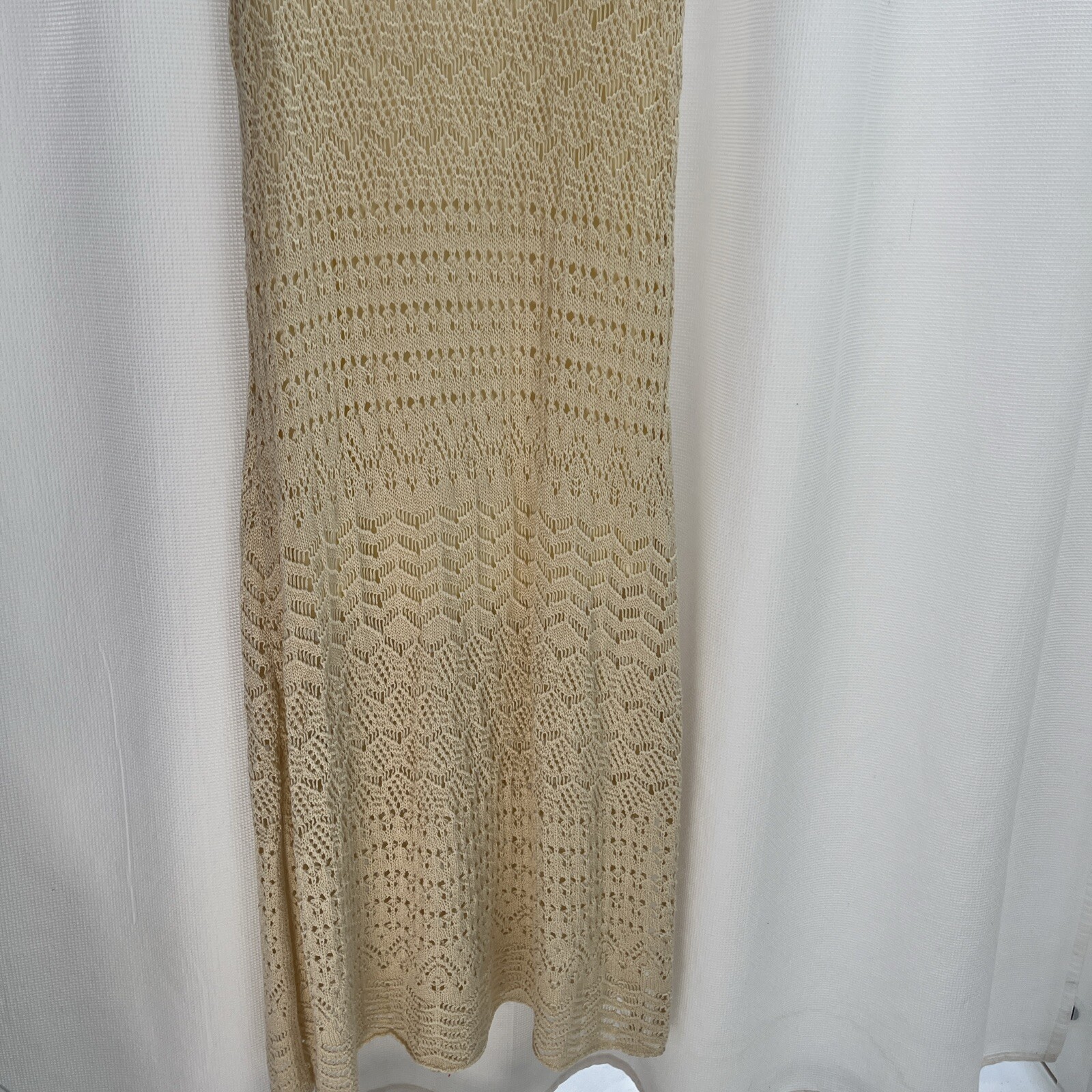 Jessica Simpson Cottagecore Crochet Ruffle Sleeve Fairy Ivory Maxi Dress Large
