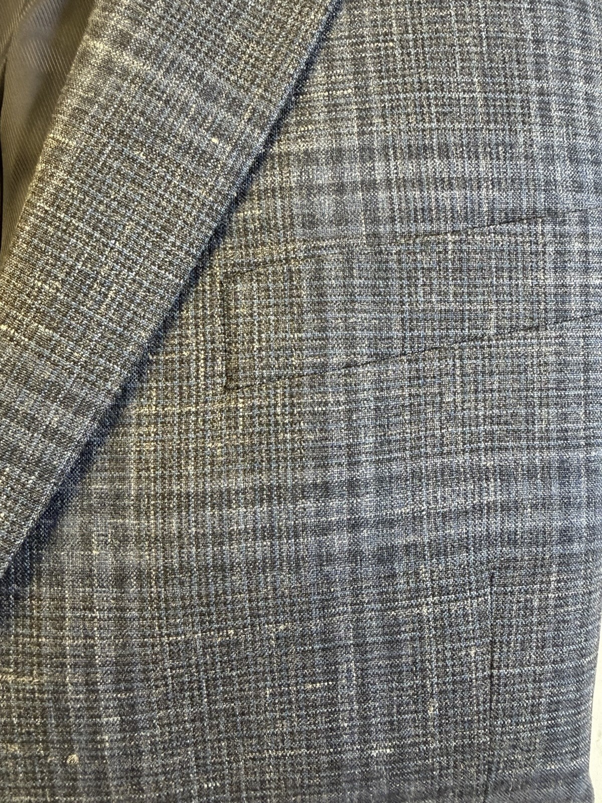 Pronto Uomo Platinum 40R Blue Plaid Sport Coat Wool Silk Linen 2 Button Blazer