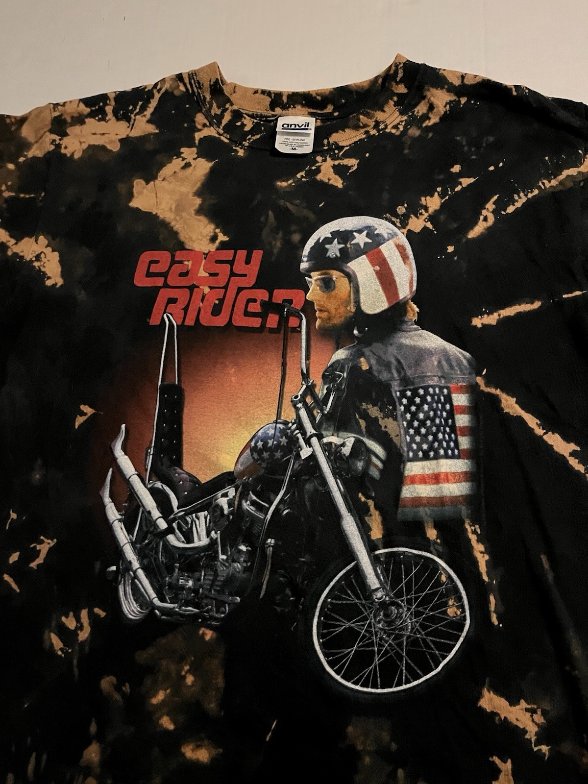 Easy Rider Movie Tie Dye Distressed T-Shirt MEDIUM Fonda Hopper Motorcycle Biker
