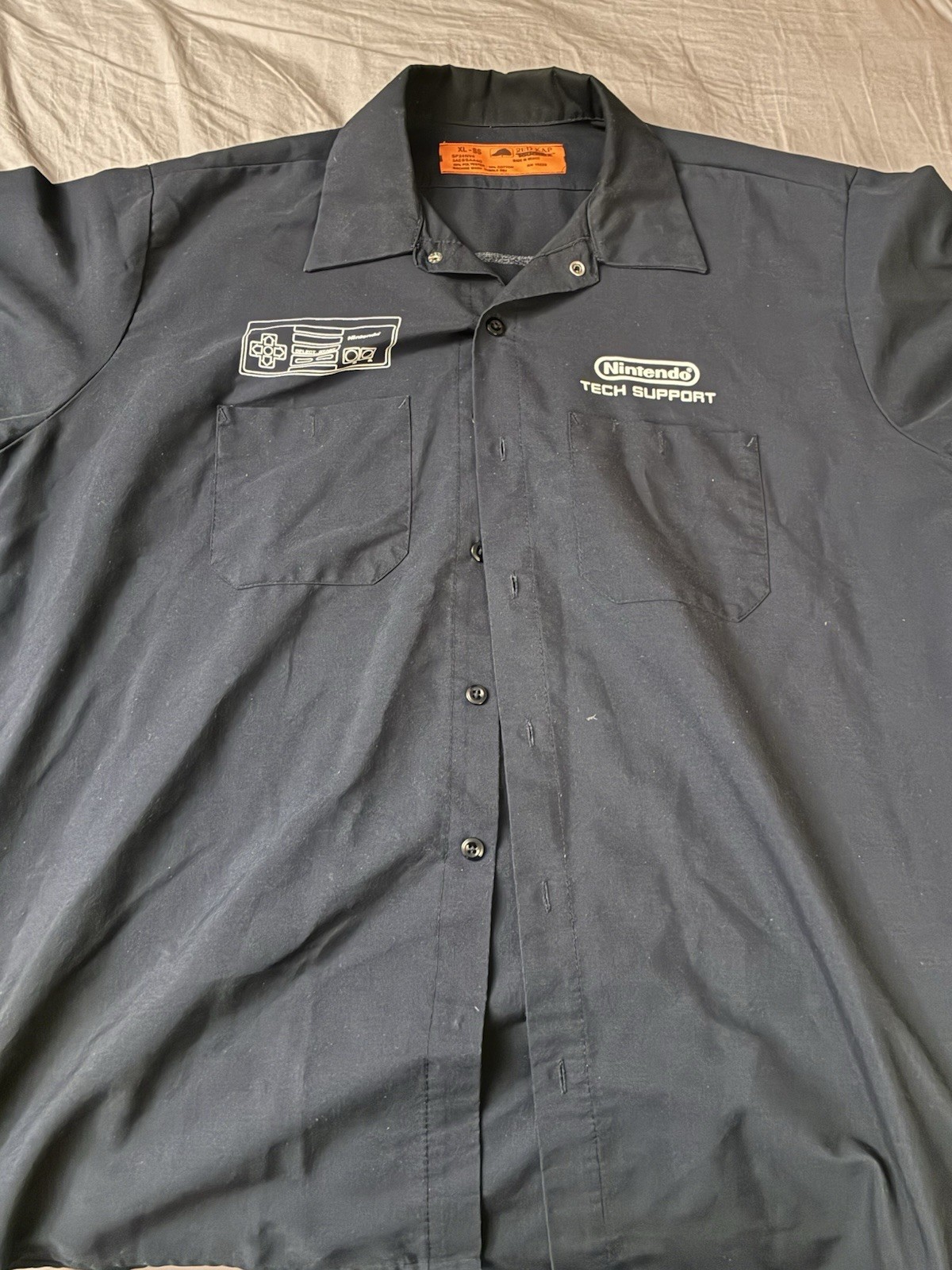 Vintage Nintendo Tech Support Work Shirt Men’s XL Navy Button-Up