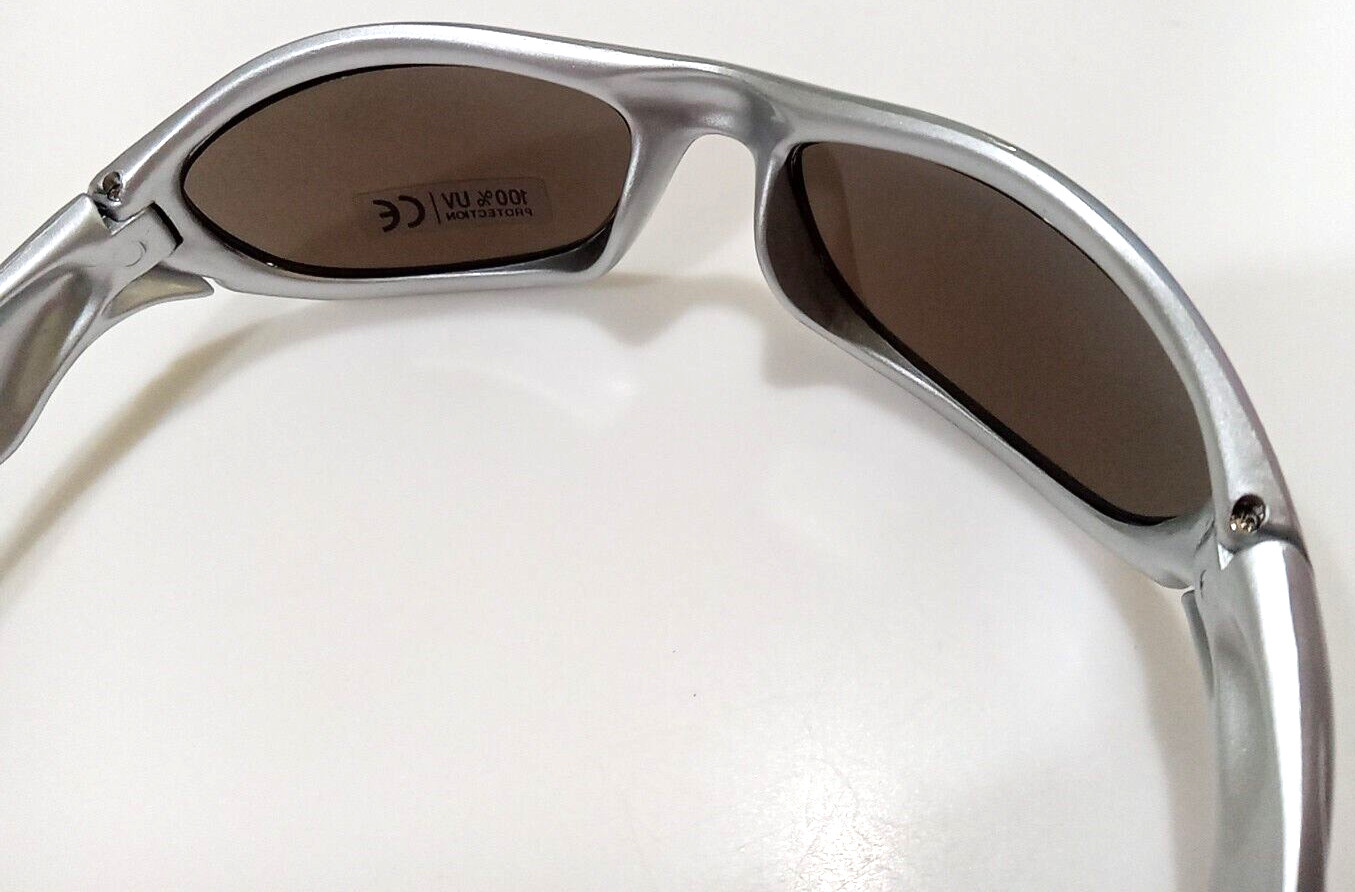 Silver Sport Sunglasses with Ice Blue Haze Lenses Small to Medium Unisex Size