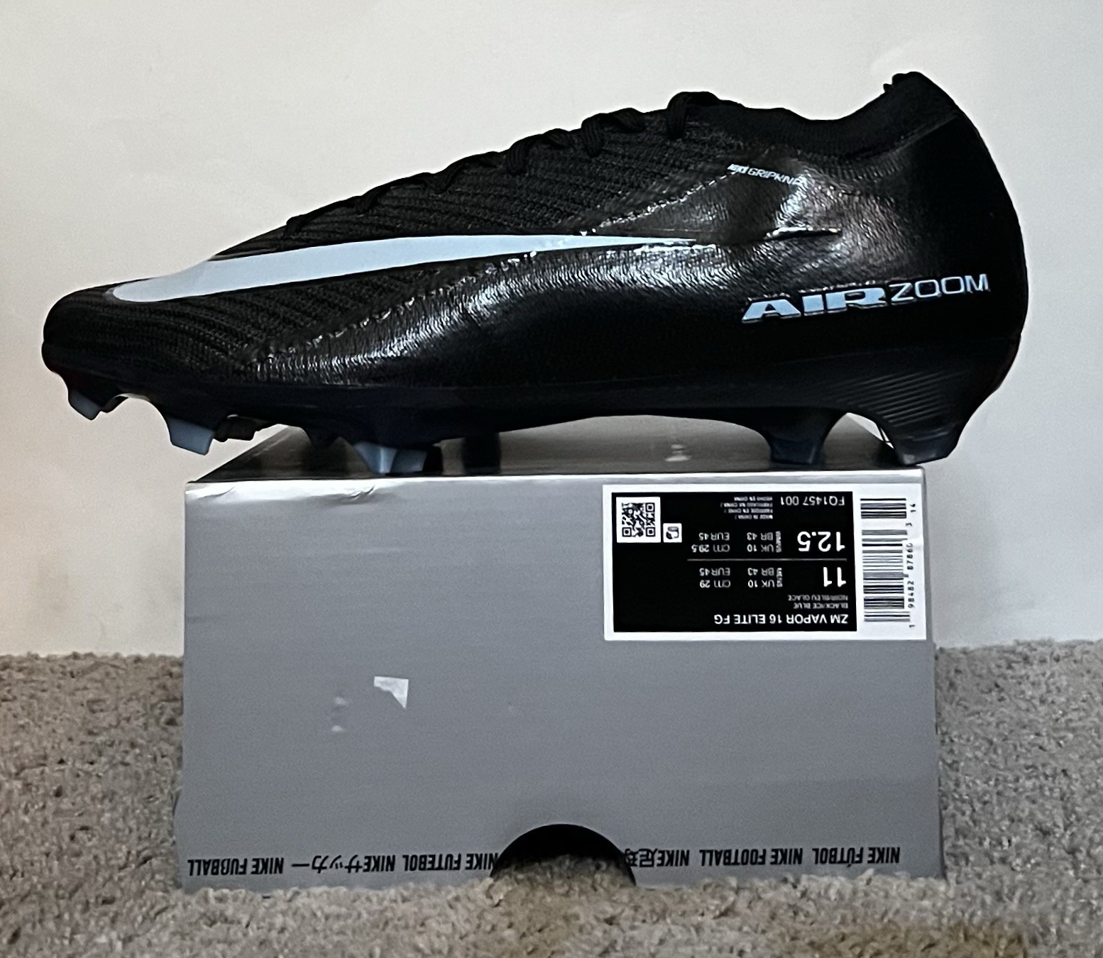 Size 11M- Nike Zoom Vapor 16 Elite FG ‘Black Ice Blue’ NBY FQ1457-001