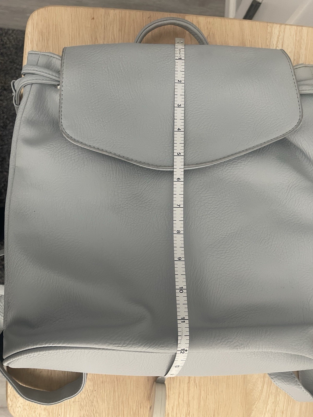Gray Pebbled Backpack Purse Drawstring Tassel Top Handle Adjustable Strap