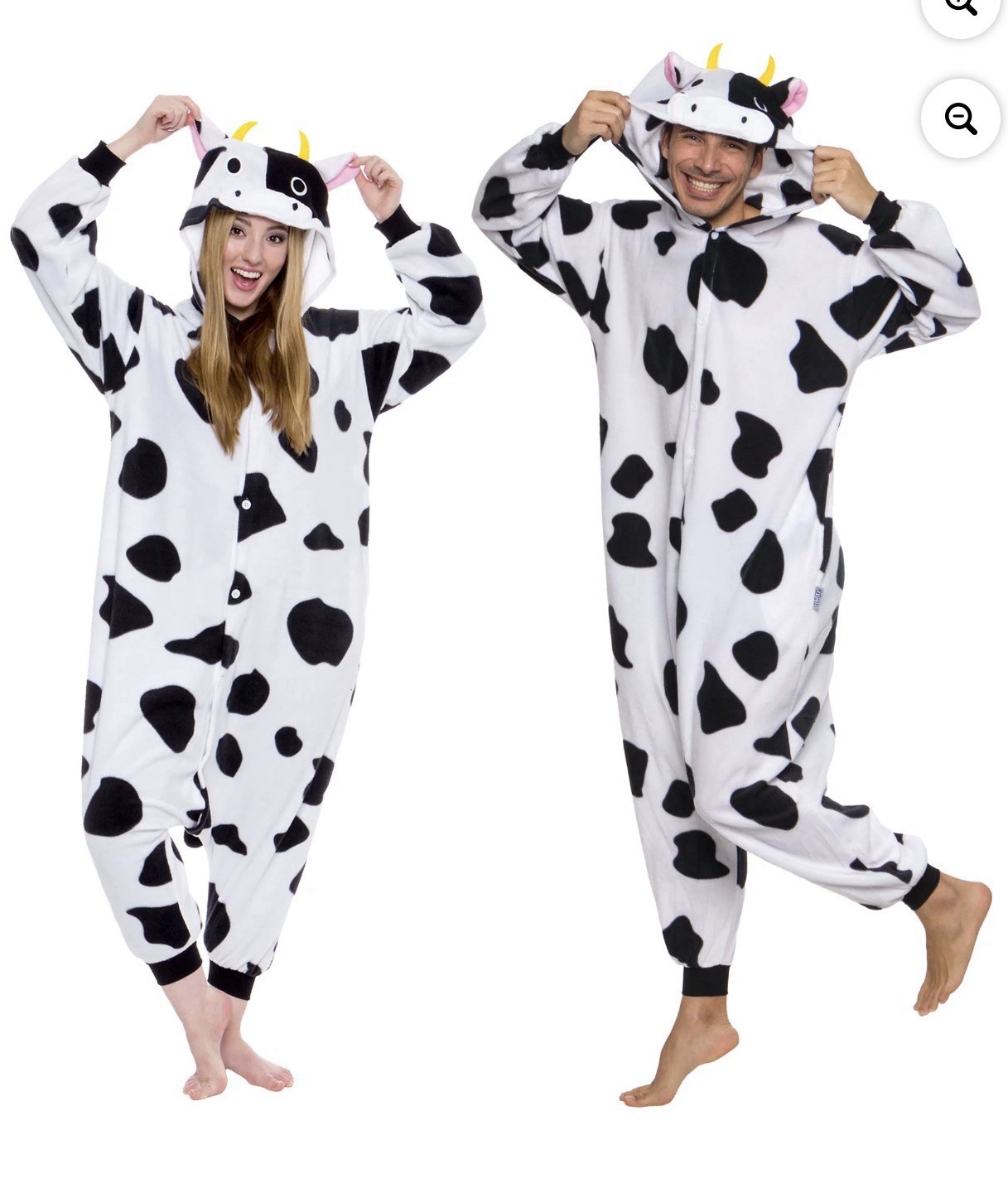 Funziez By Silver Lilly Unisex Adult Medium Cow Costume Halloween Hooded Pj’s