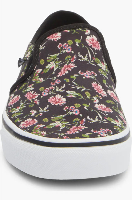 VANS Asher ‘Dark Floral’ (Size 8) “Black” Women’s Slip On Sneaker