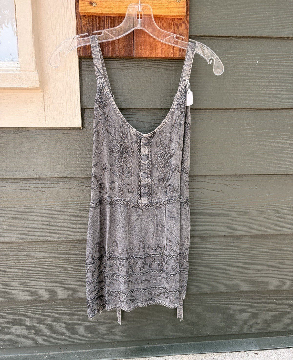 Handmade Women’s Embroidered Romper Adjustable Strap and Tie One Size Fits XS-M