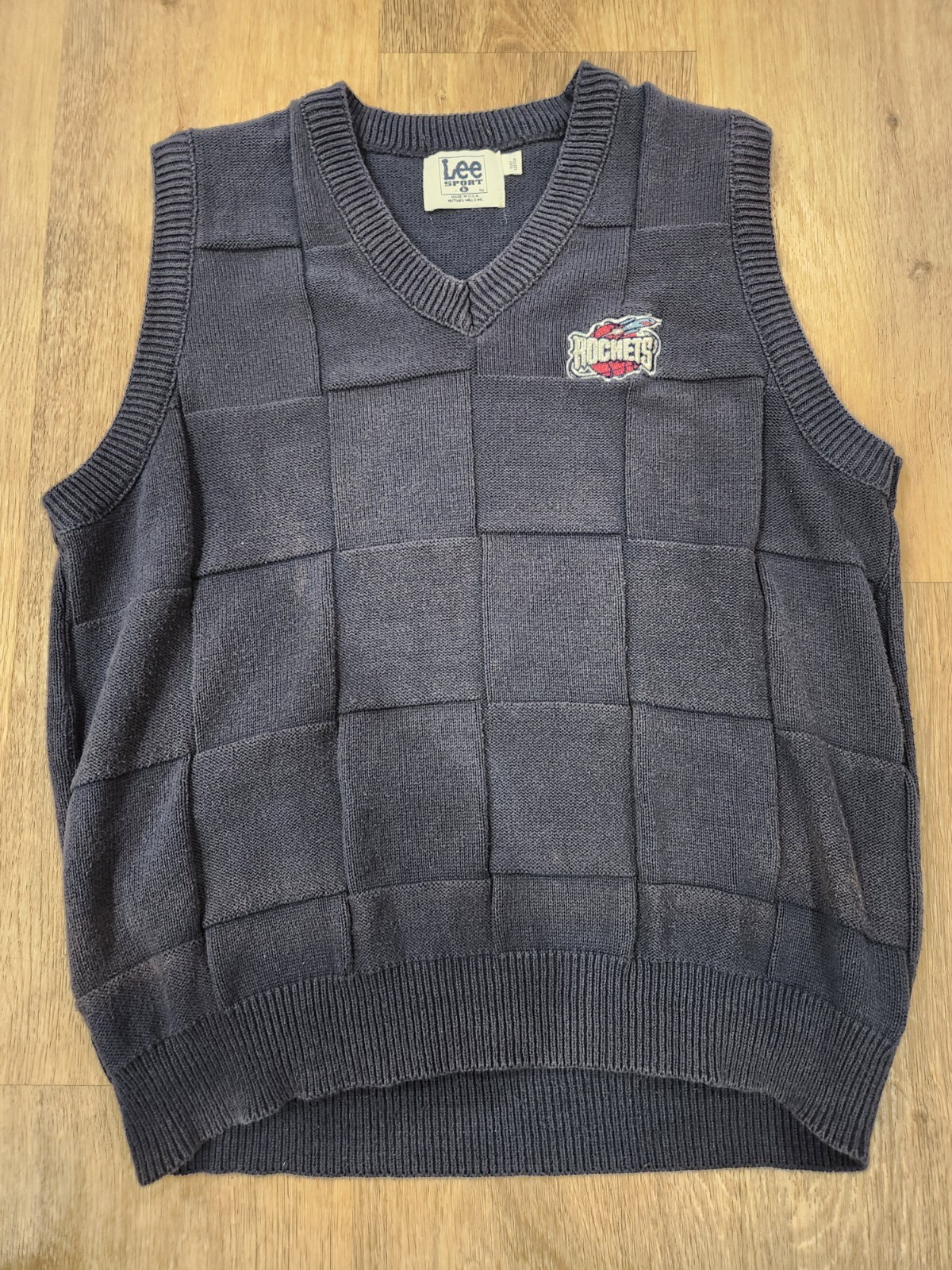 Vintage HOUSTON ROCKETS sweater Vest 90s Made In USA Lee Sports Sizr Large.