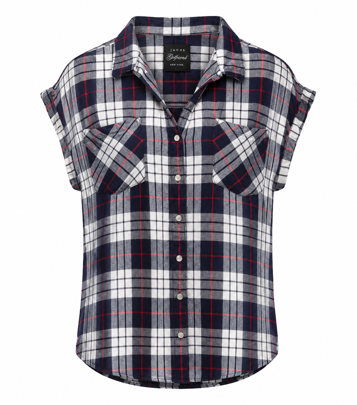 JACHS Girlfriend New York Plaid Button-Front Blouse – Women’s Large