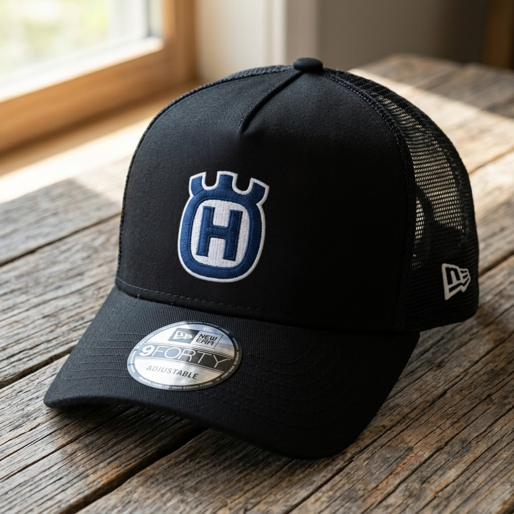 Husqvarna Logo Embroidered Black Baseball Trucker Hat Mesh Back Adjustable Cap