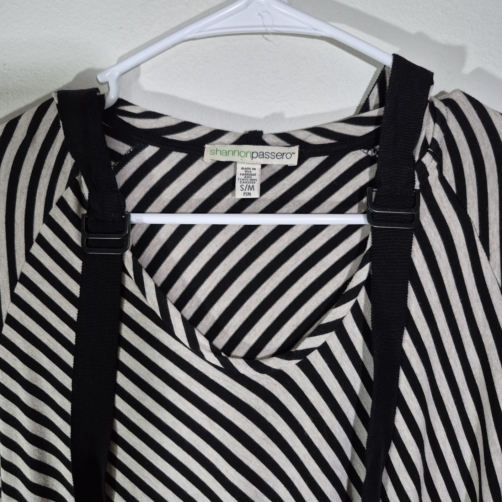 Shannon Passero Pullover Top Hoodie Size S/M Black And Beige Poncho Style Modern