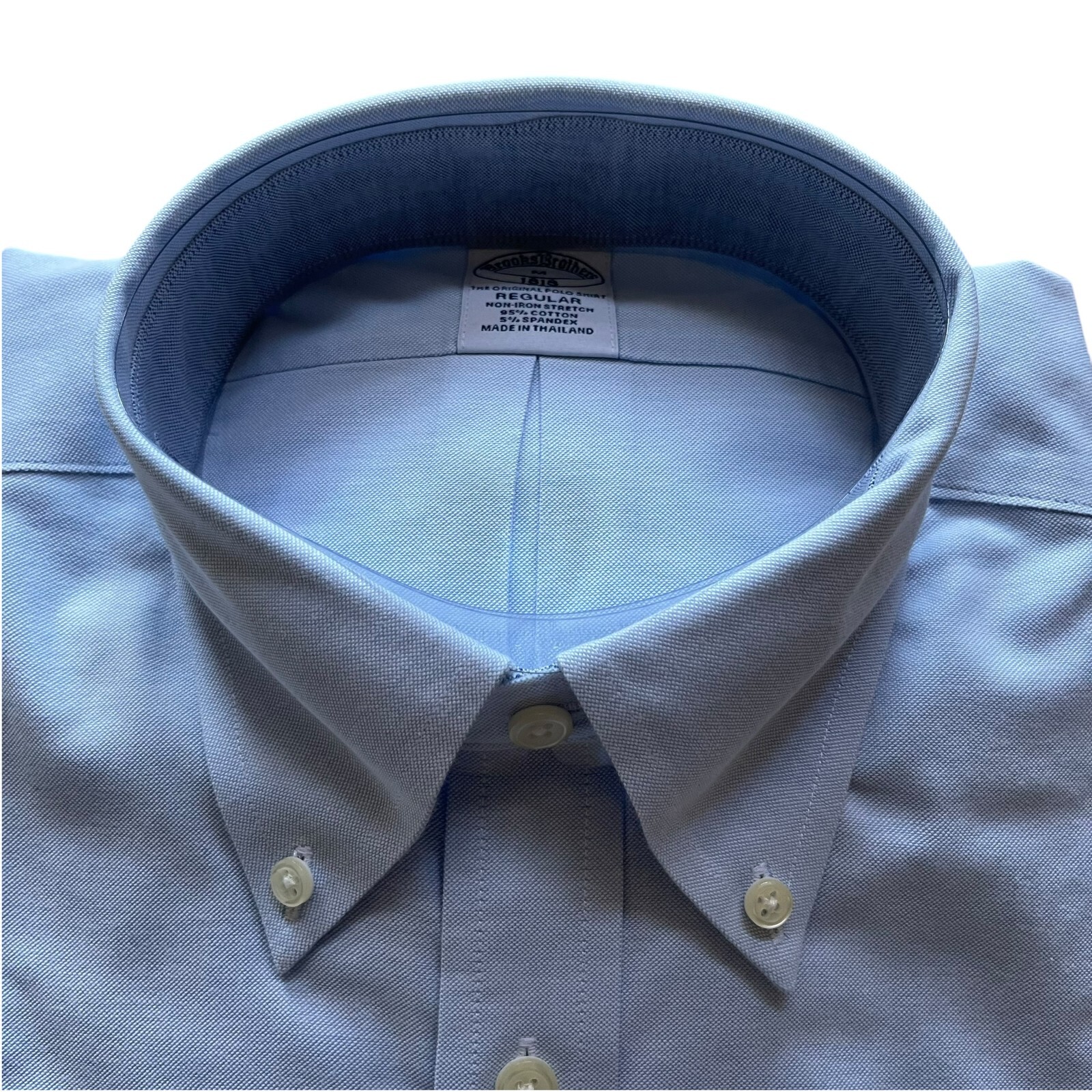 Brooks Brothers Mens Regular Fit Non Iron Stretch Solid Oxford Long Sleeve Shirt