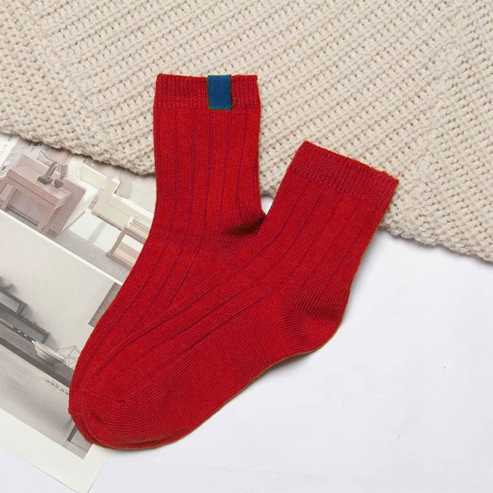 3 Pair Casual Crew Socks Cotton Bright Mix Random Solid Colors NEW