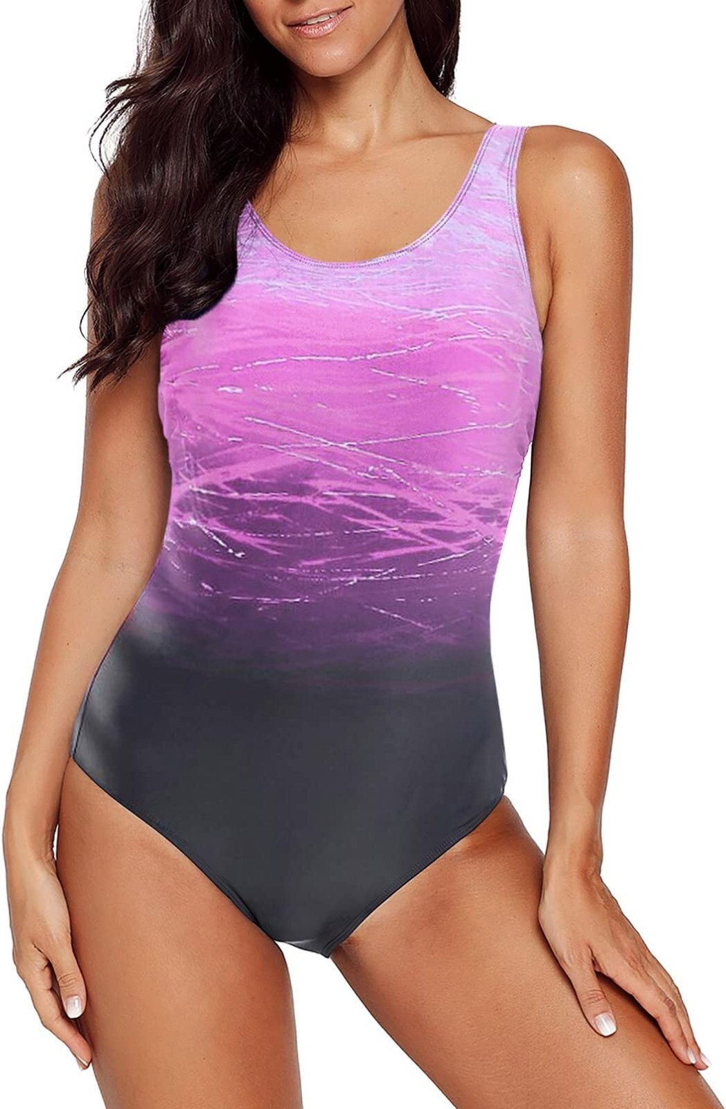 Womens Swimming Costume Tummy Control One Piece X Back U-neckline