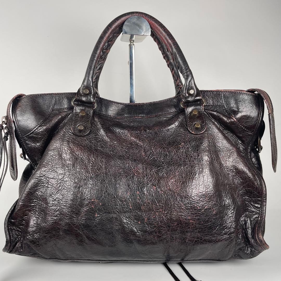 Balenciaga 2Way Leather Handbag Shoulder Bag Brown size 14.2×9.8×5.5 inches
