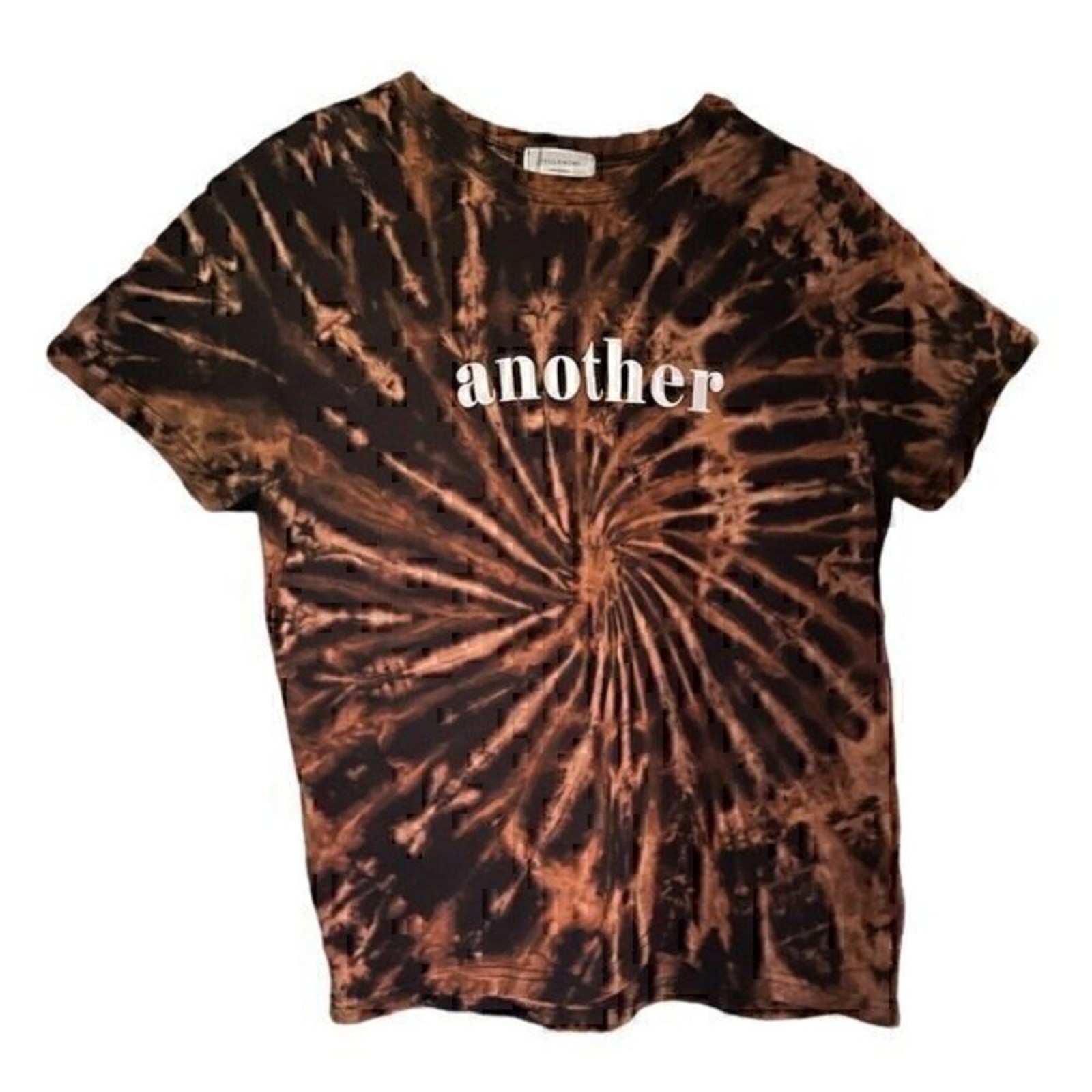 Y2K Grunge Bleach Tie Dye Graphic T-Shirt “Another” Rust Black Medium