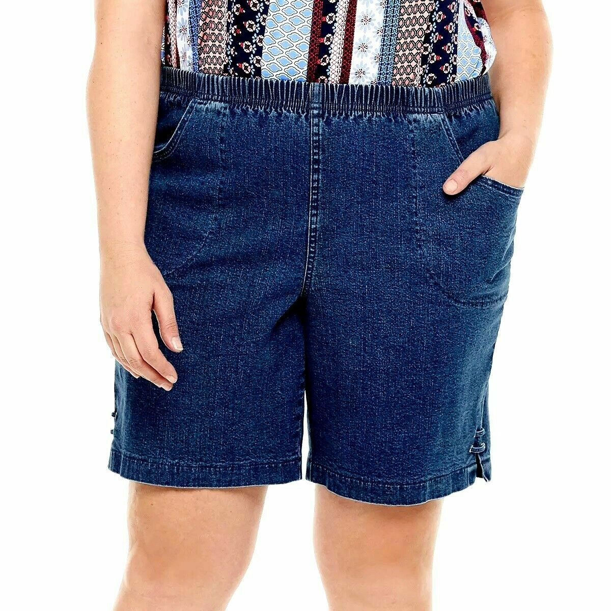 Terra & Sky /Jack David Women’s Plus Size Blue Pull on Denim jean Pants/Short
