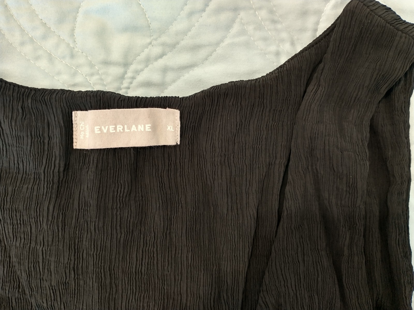 Everlane Black Textured Woven Relaxed Fit Scoop Neck Tank Top Women’s XL