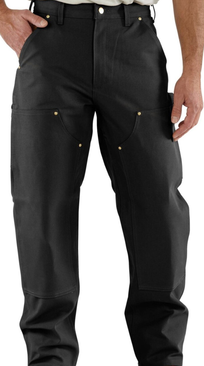 NWT CARHARTT Men’s Size 44 x 34 Loose Fit Double Knee Black Firm Duck Work Pants