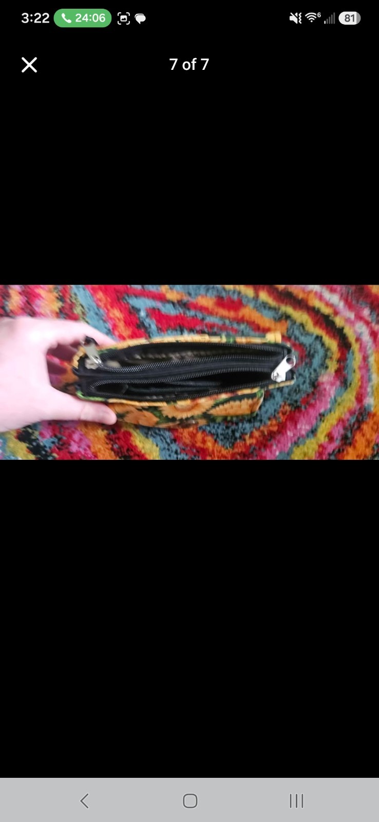 Sunflower Floral Zip-Around Wristlet Wallet w/ Wrist Strap, Zipper Button