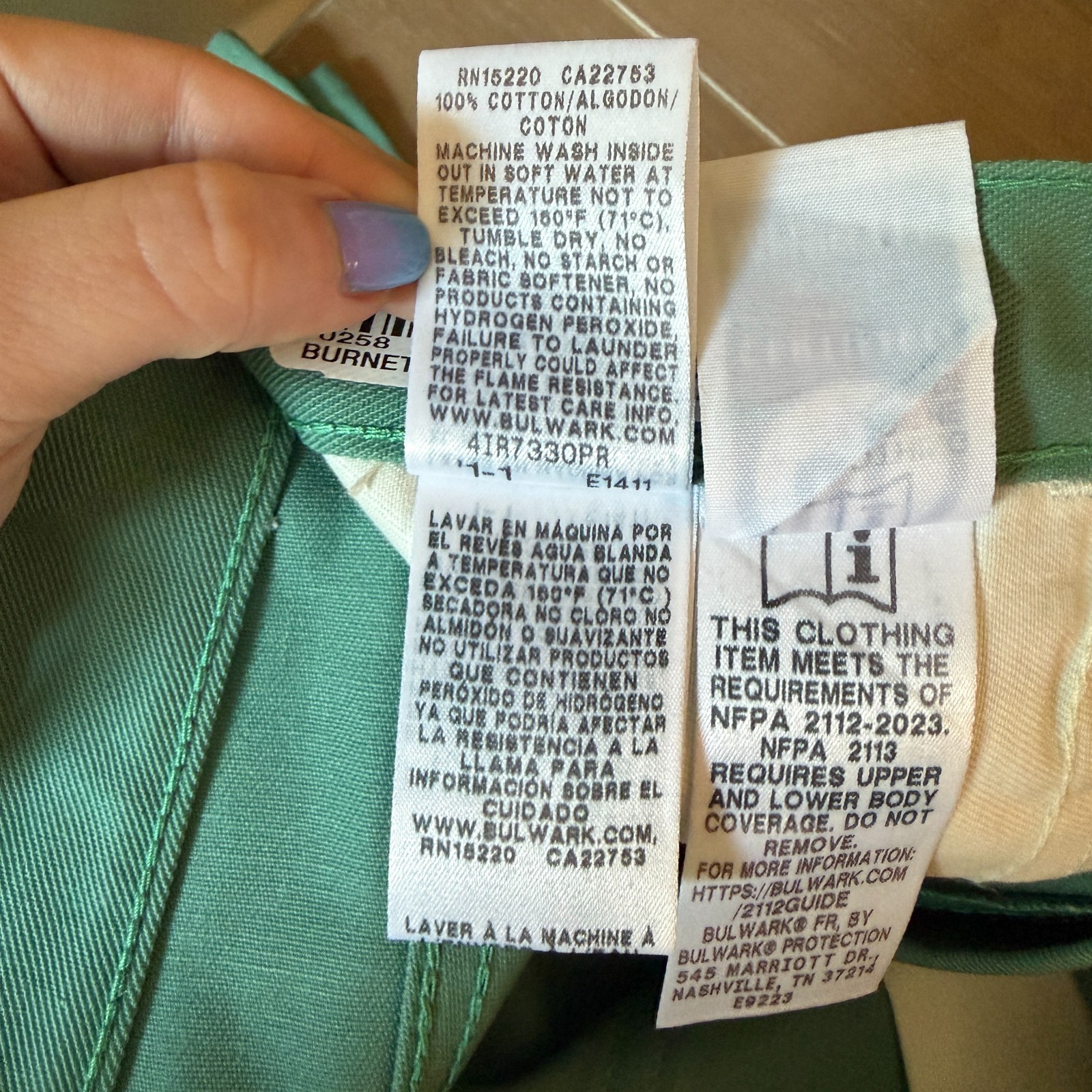 Bulwark RG03230 FR CAT 2 Pants 34×34 Green ATPV 12 NFPA 2112 NWOT Welder Fire