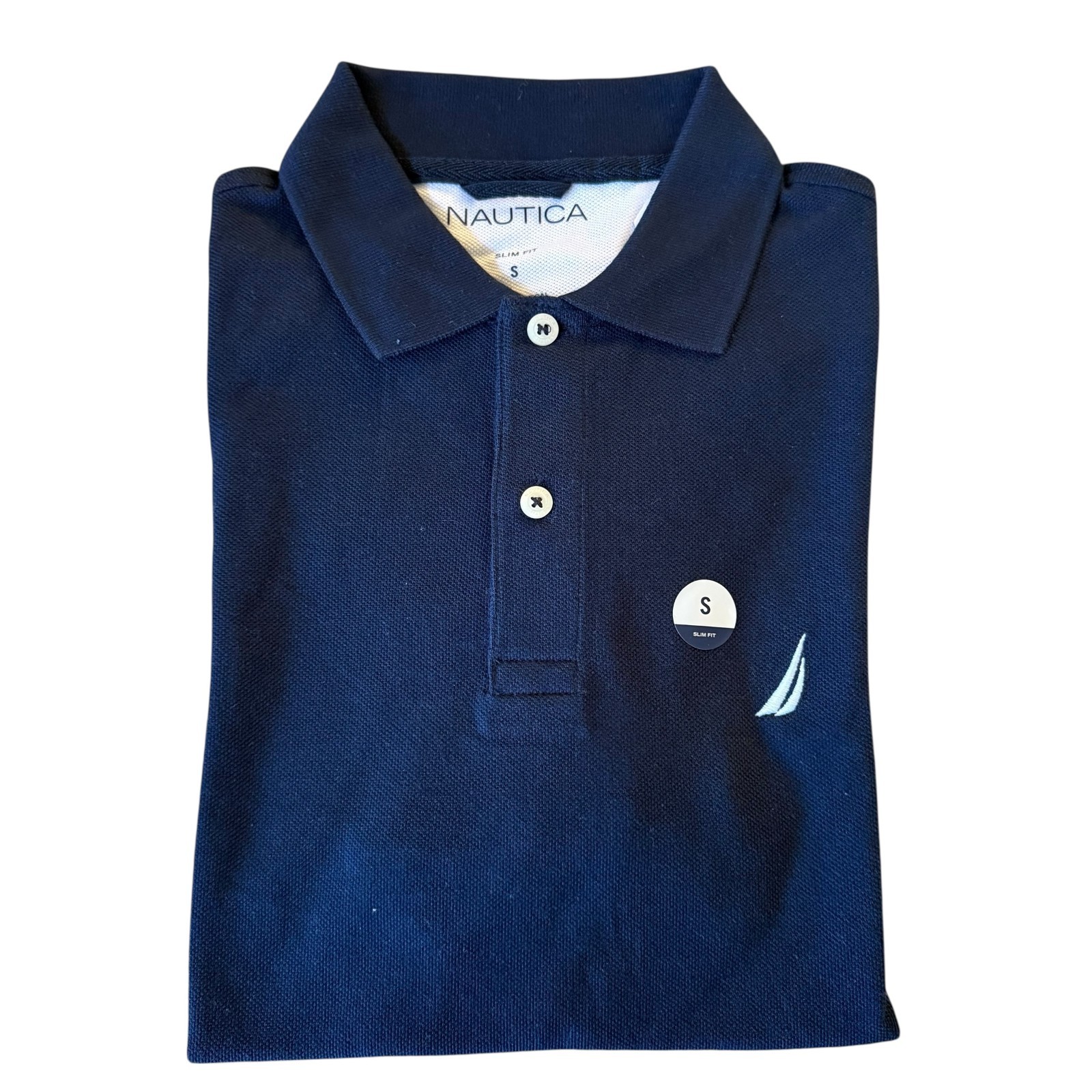 Nautica Men’s Solid All Cotton Mesh Slim fit Short Sleeve Deck Polo Shirt All Sz