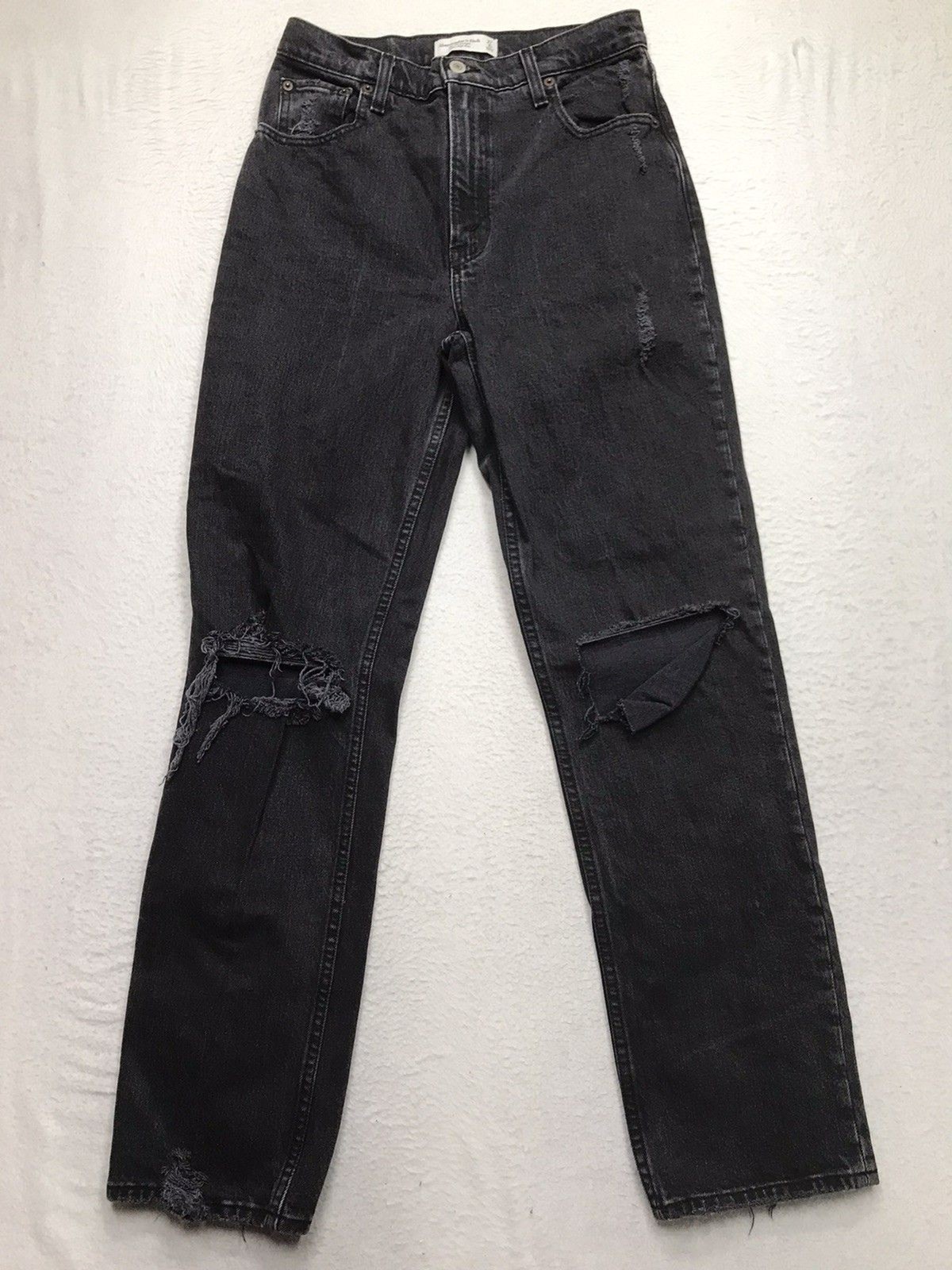 ABERCROMBIE & FITCH 90s Straight Ultra Hi Rise Jean Women 28×30 (4/27 tag) Black