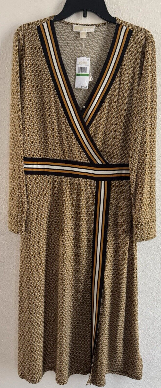 Michael Kors dress Border Print Faux Wrap Dress Marigold logo 2025 collection L
