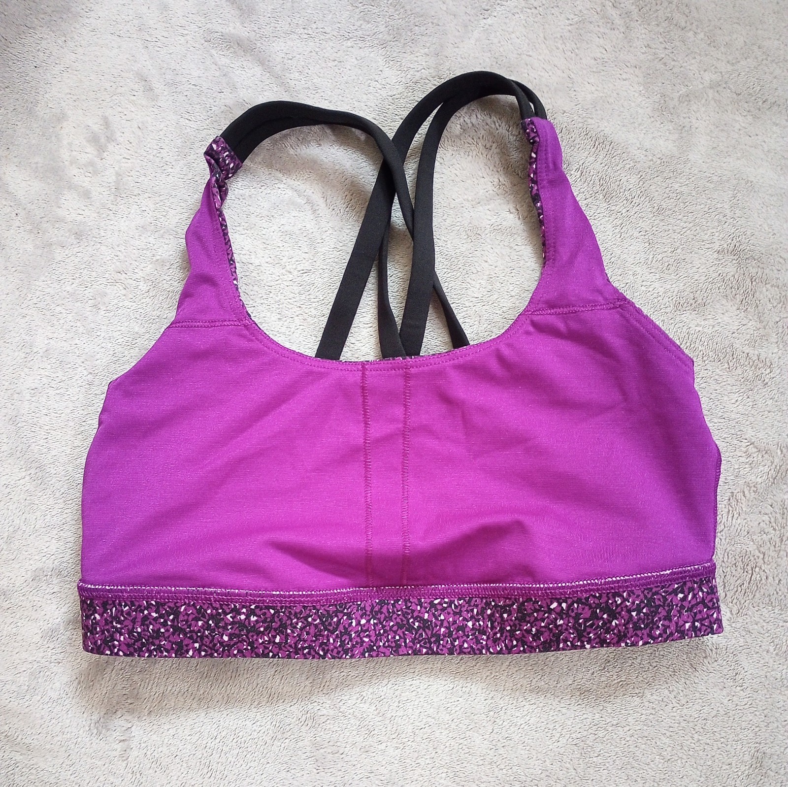 Lululemon Athletic Energy Bra Flashback Static Print Fuschia Black 4