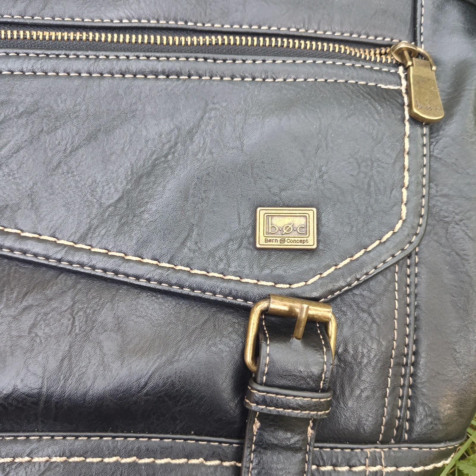 B.O.C. Black Crossbody Bag Zip/Snap Closure Buckle Accent Pockets