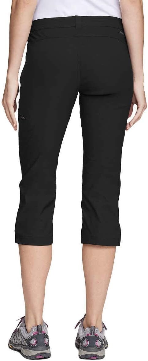 Eddie Bauer Rainier Capri Pants Womens 8 Black Hiking UPF 50 Stretch NEW