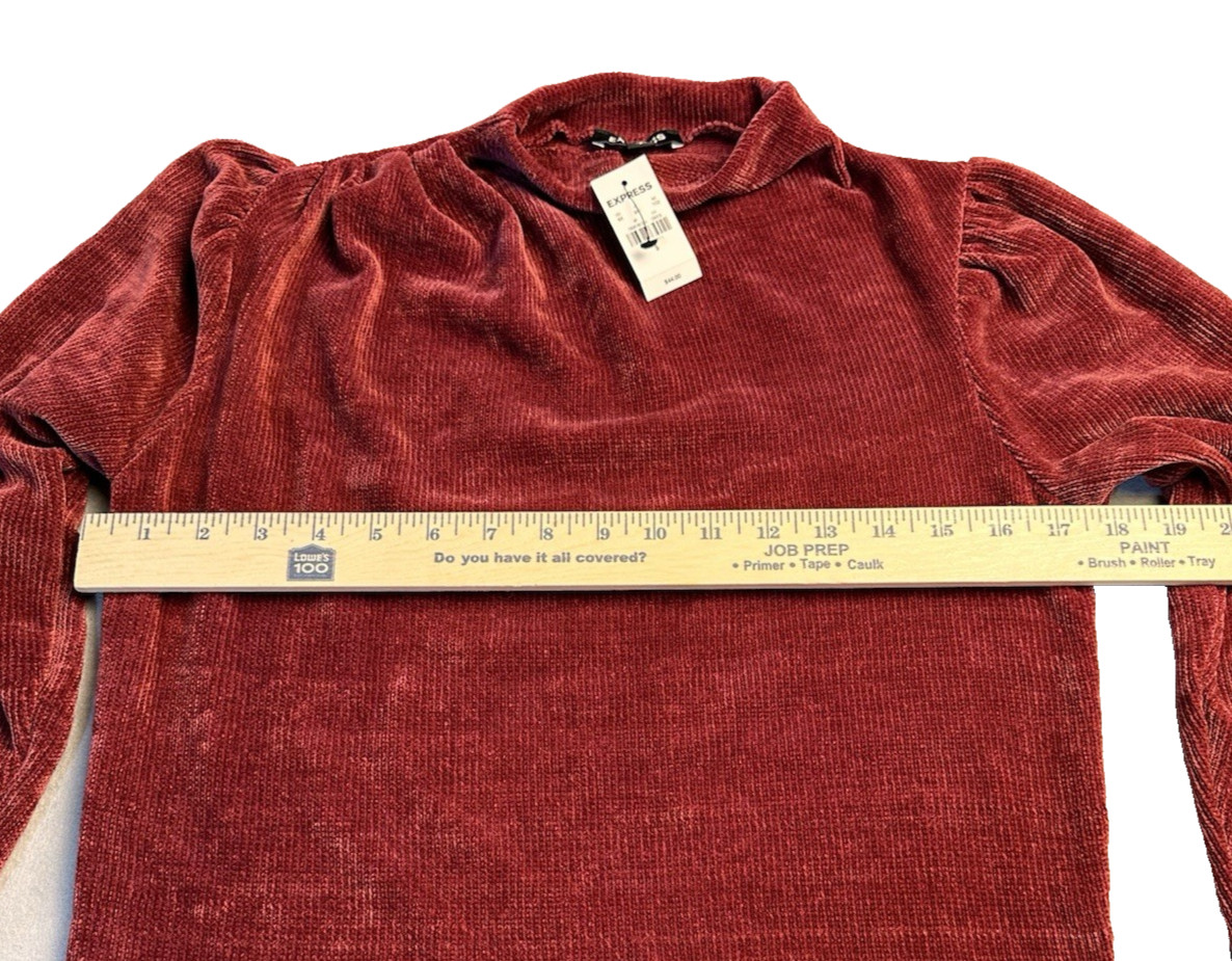 Express NWT Maroon Chenille Pullover with one side shoulder pleating Size S