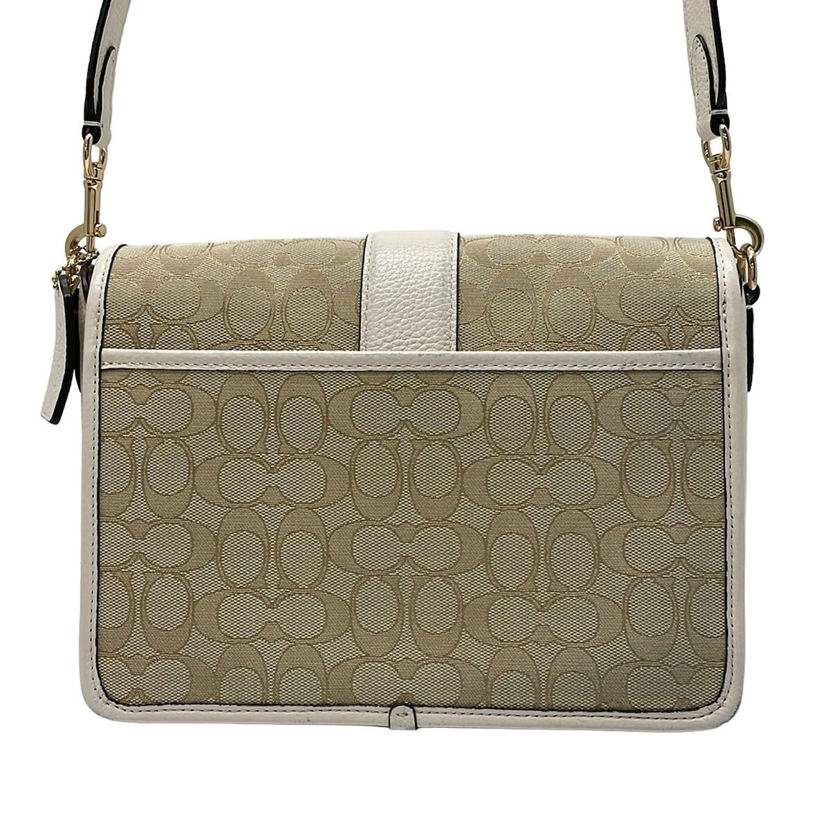 COACH Ronnie Crossbody Signature Jacquard Bag Khaki Ivory Auth From Japan