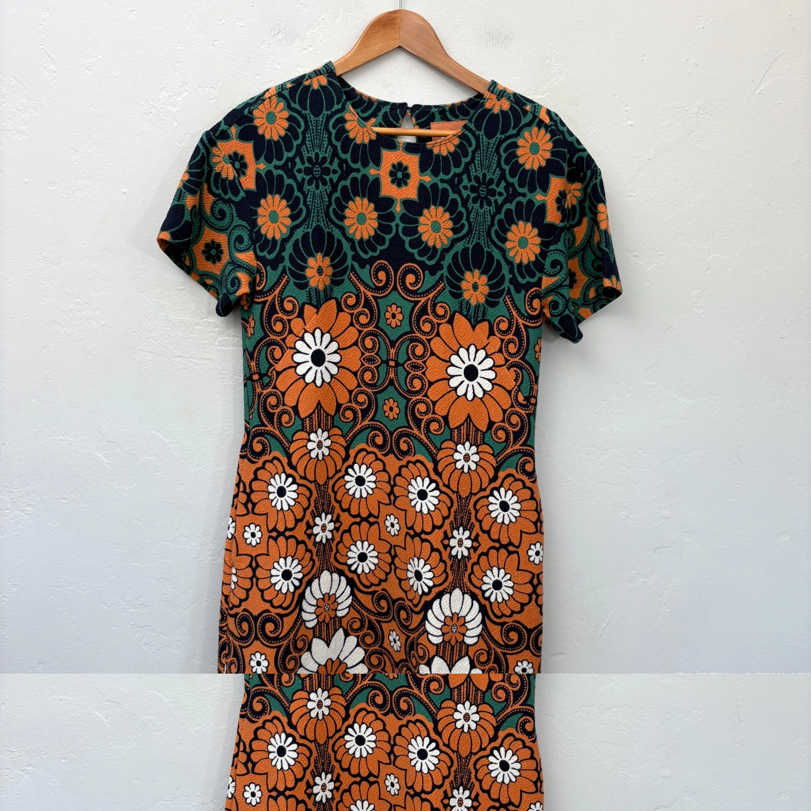 Anthropologie Maeve Floral Shift Dress Women Size Small Green Orange New