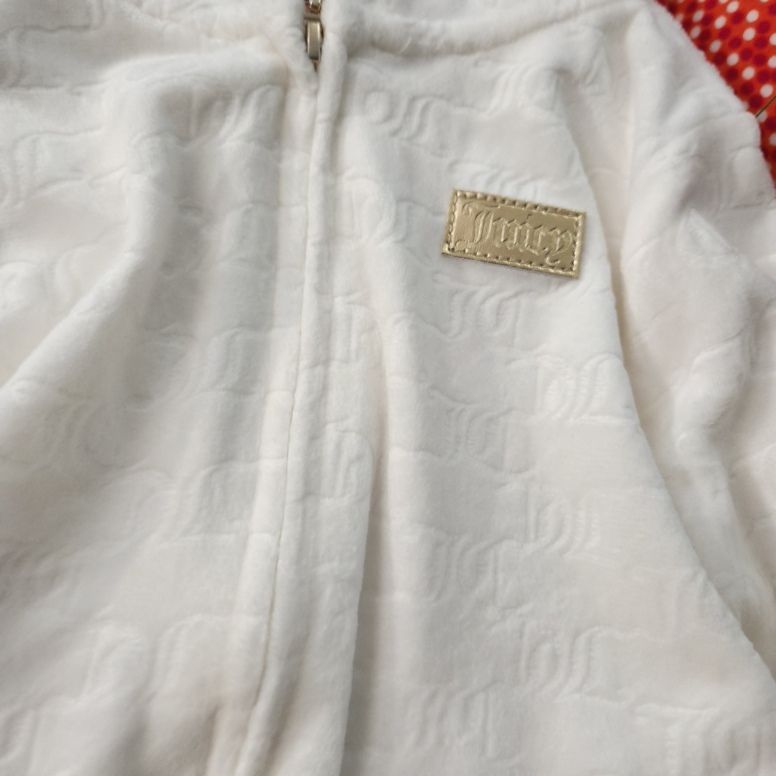 Juicy Couture White Velour 2pc Zip Hoodie & Pants Set 24M Embroidered Logo